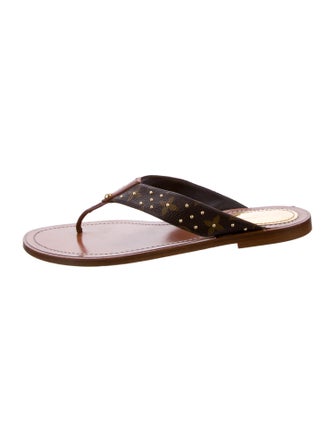 Louis Vuitton LV Monogram Lasercut Accents T-Strap Sandals
