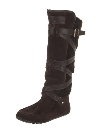 Louis Vuitton LV Monogram Suede Lace-Up Boots