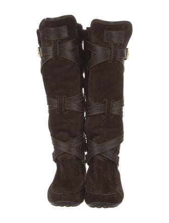 Louis Vuitton LV Monogram Suede Lace-Up Boots