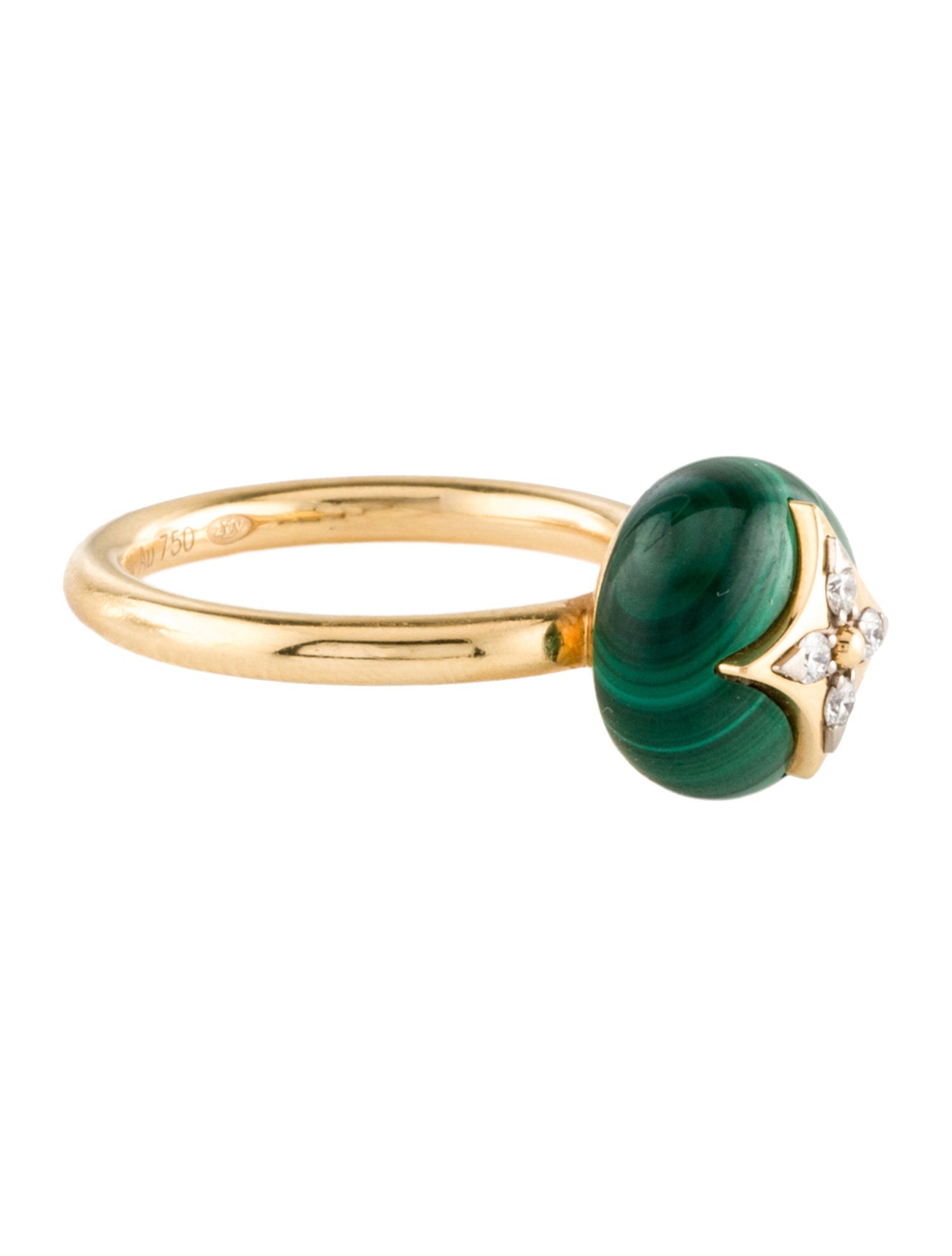 Louis Vuitton 18K Malachite & Diamond B Blossom Ring