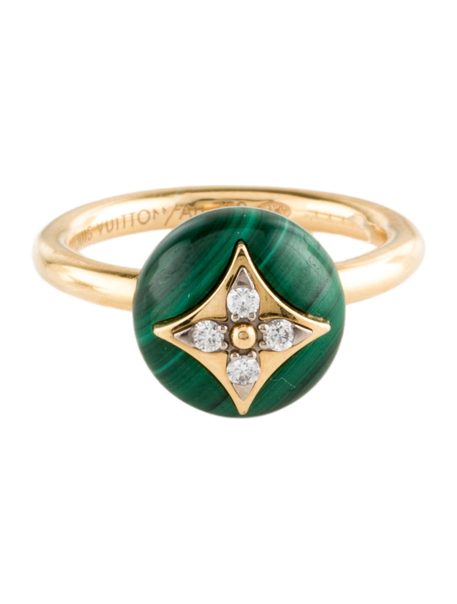 Louis Vuitton 18K Malachite & Diamond B Blossom Ring