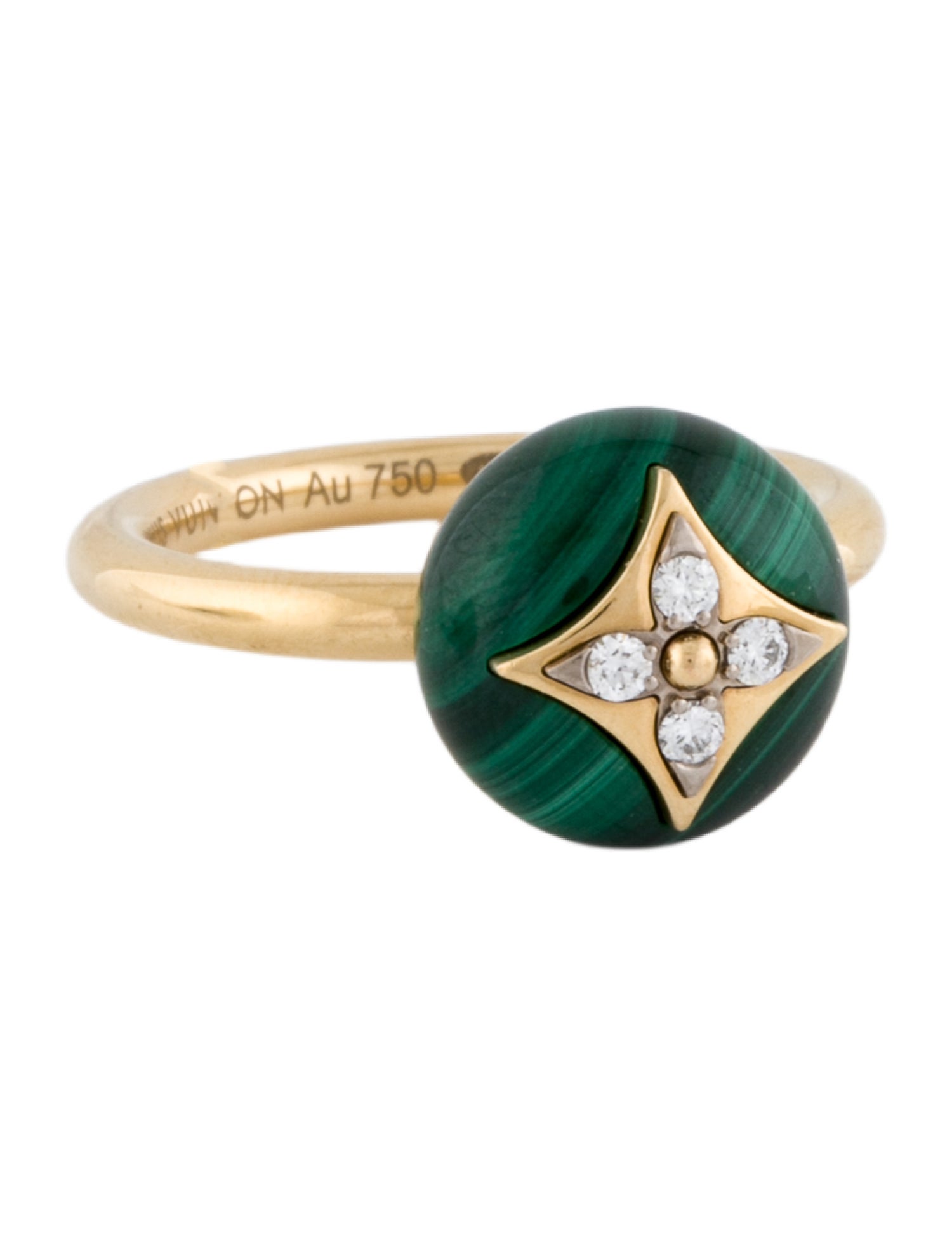 Louis Vuitton 18K Malachite & Diamond B Blossom Ring