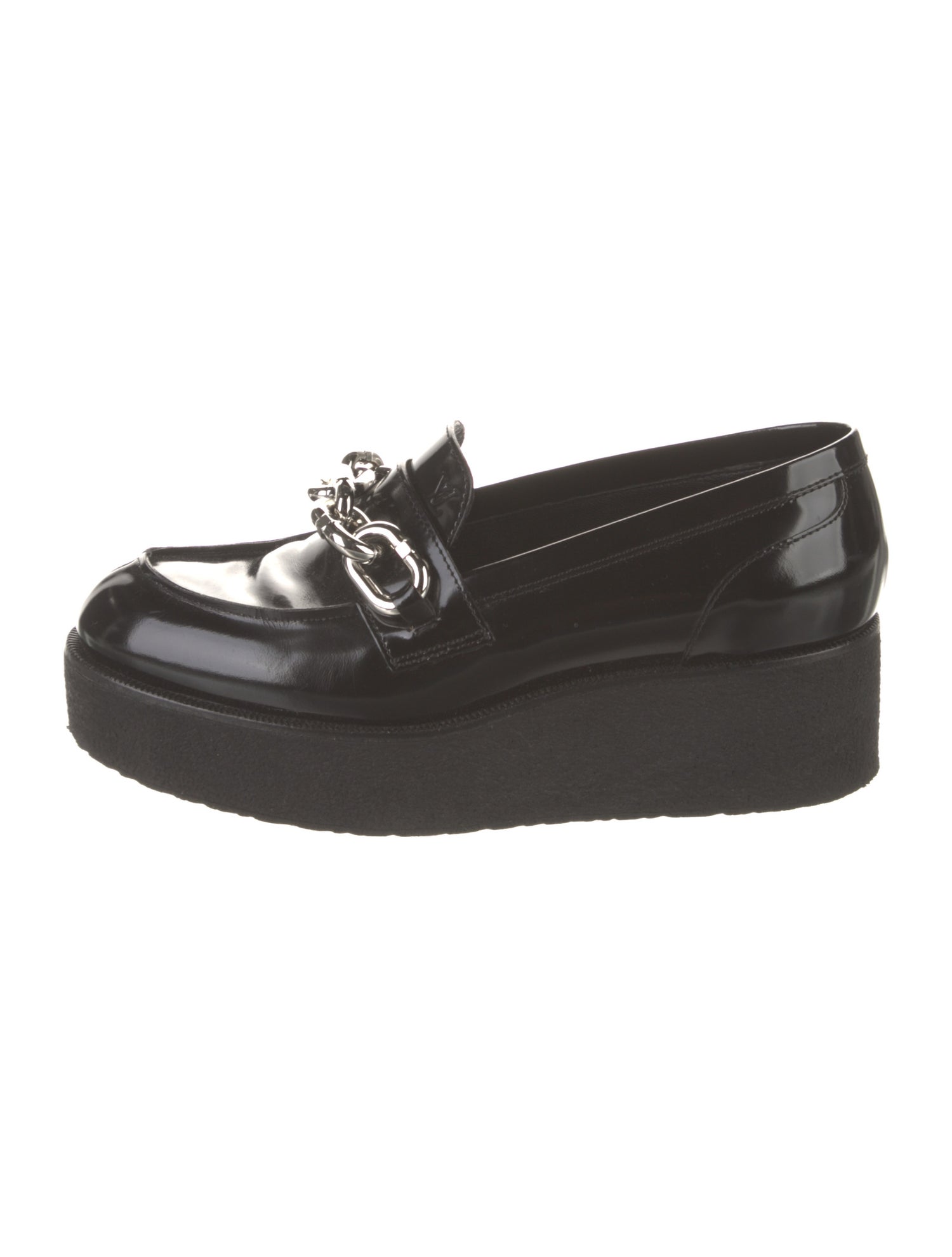 Louis Vuitton Leather Chain-Link Accents Loafers