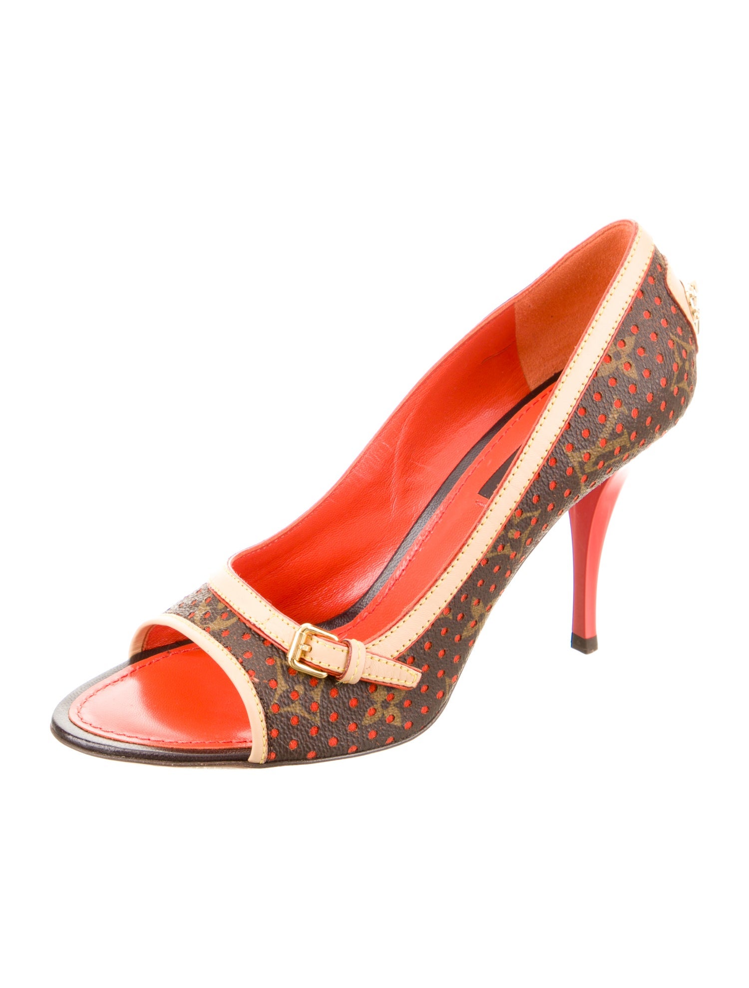 Louis Vuitton Leather Printed Slingback Pumps
