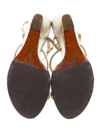 Louis Vuitton Leather Eyelet Trim Sandals