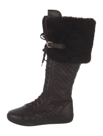 Louis Vuitton LV Monogram Leather Lace-Up Boots