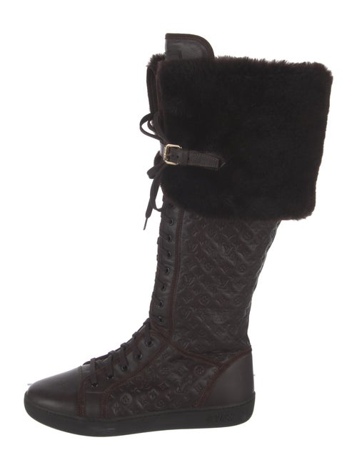 Louis Vuitton LV Monogram Leather Lace-Up Boots