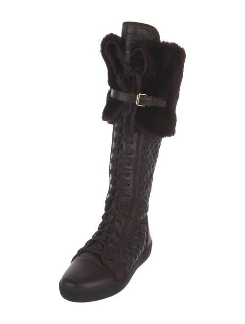 Louis Vuitton LV Monogram Leather Lace-Up Boots