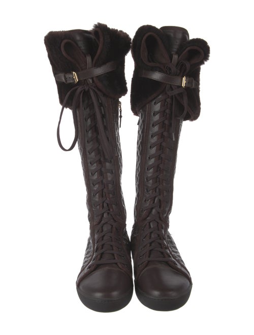 Louis Vuitton LV Monogram Leather Lace-Up Boots