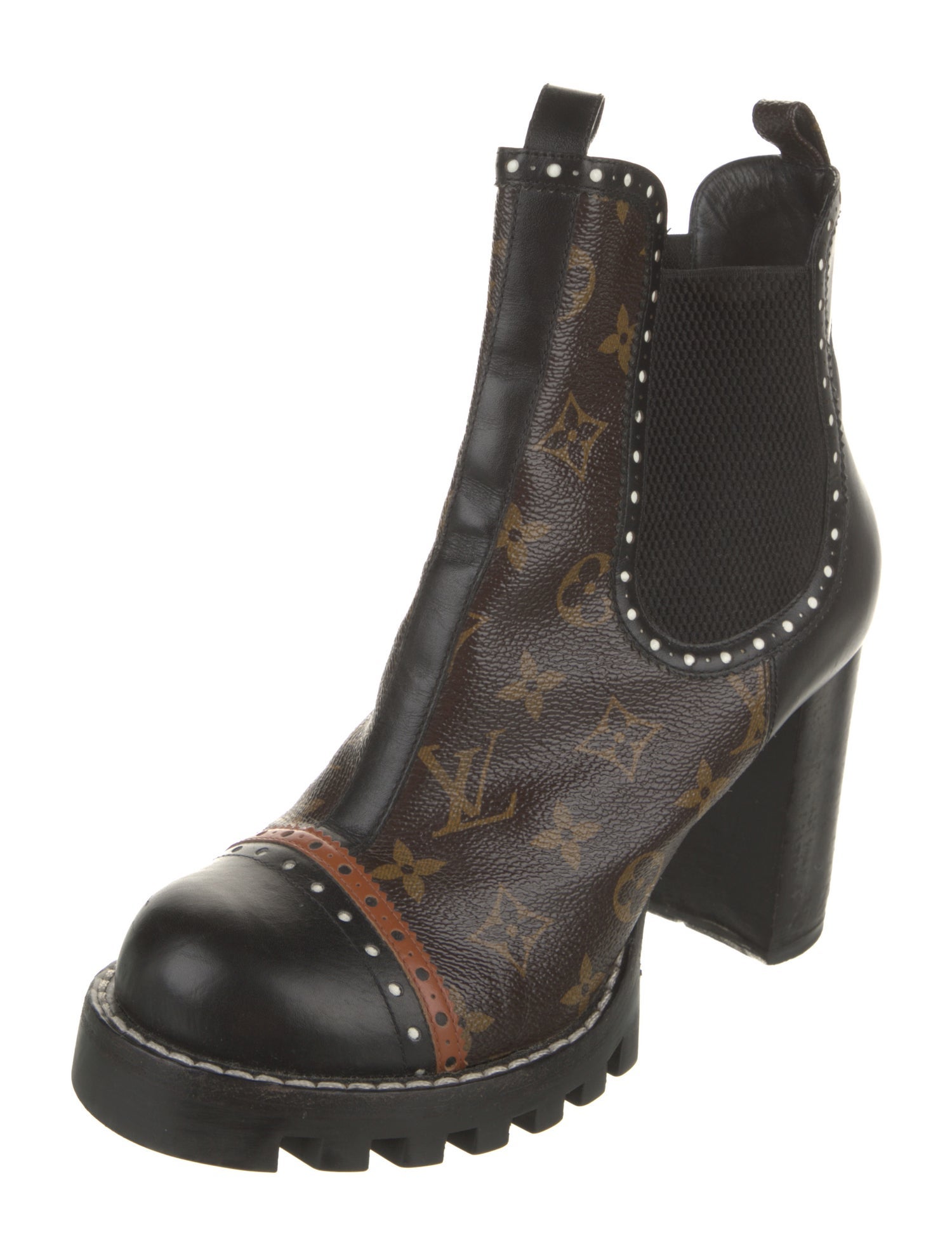 Louis Vuitton LV Monogram Lasercut Accents Chelsea Boots