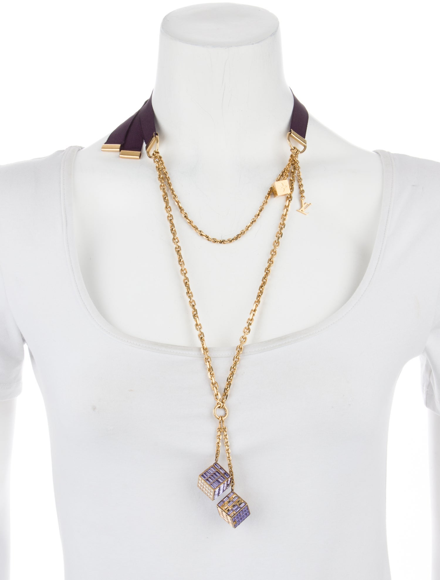 Louis Vuitton Crystal & Ribbon Gabble Dice Necklace