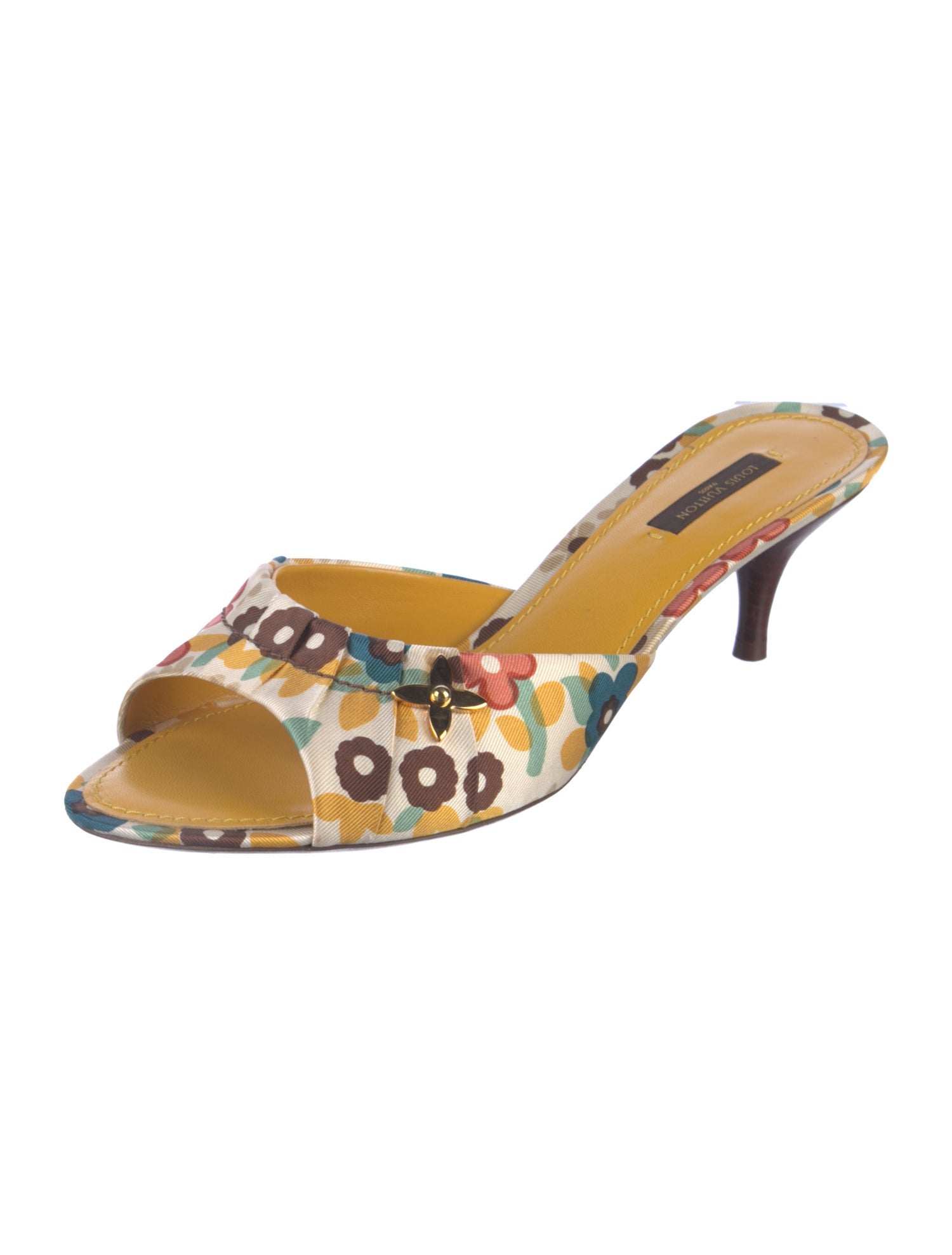 Louis Vuitton Flora Print Satin Slides