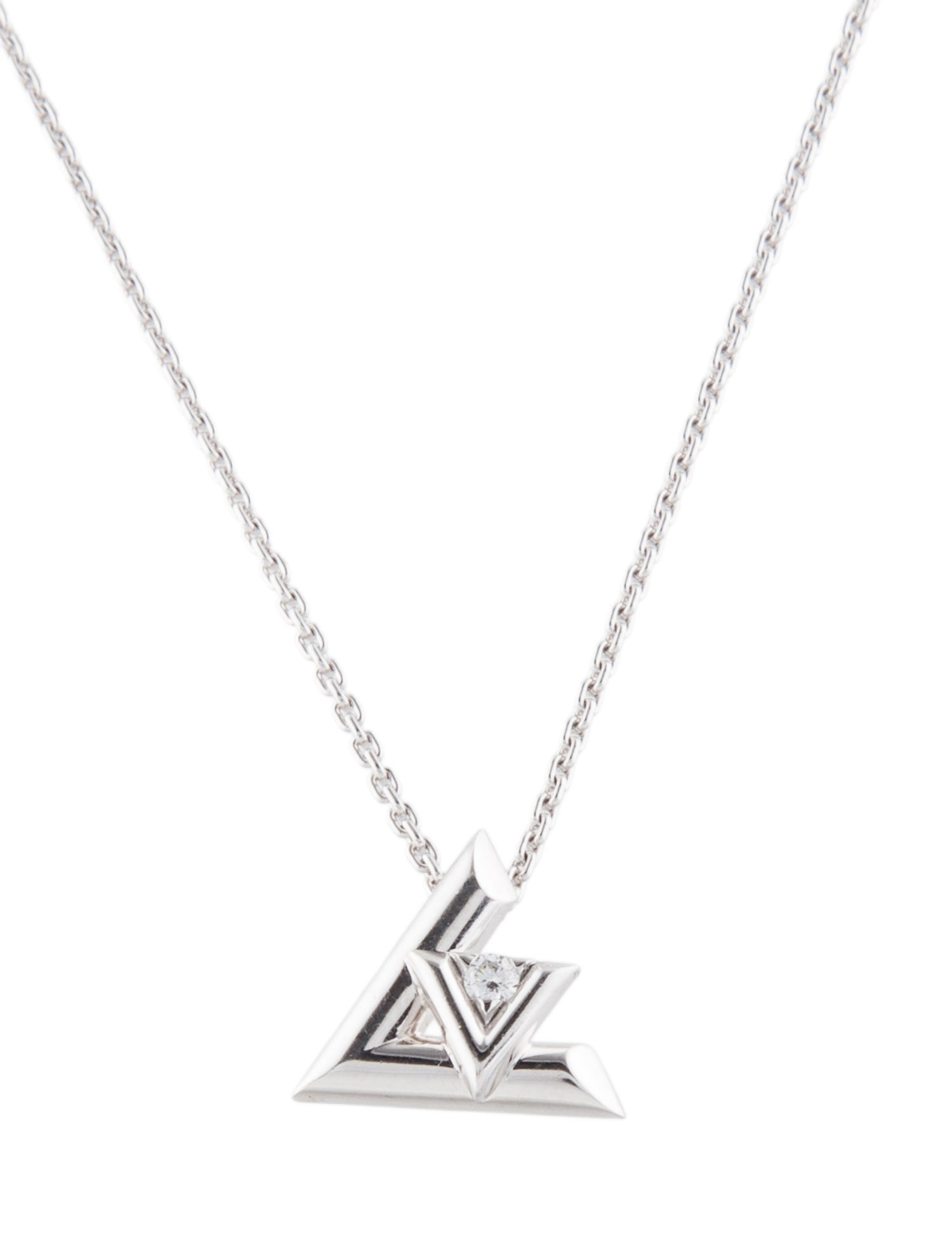 Louis Vuitton 18K Diamond LV Volt One Small Pendant Necklace