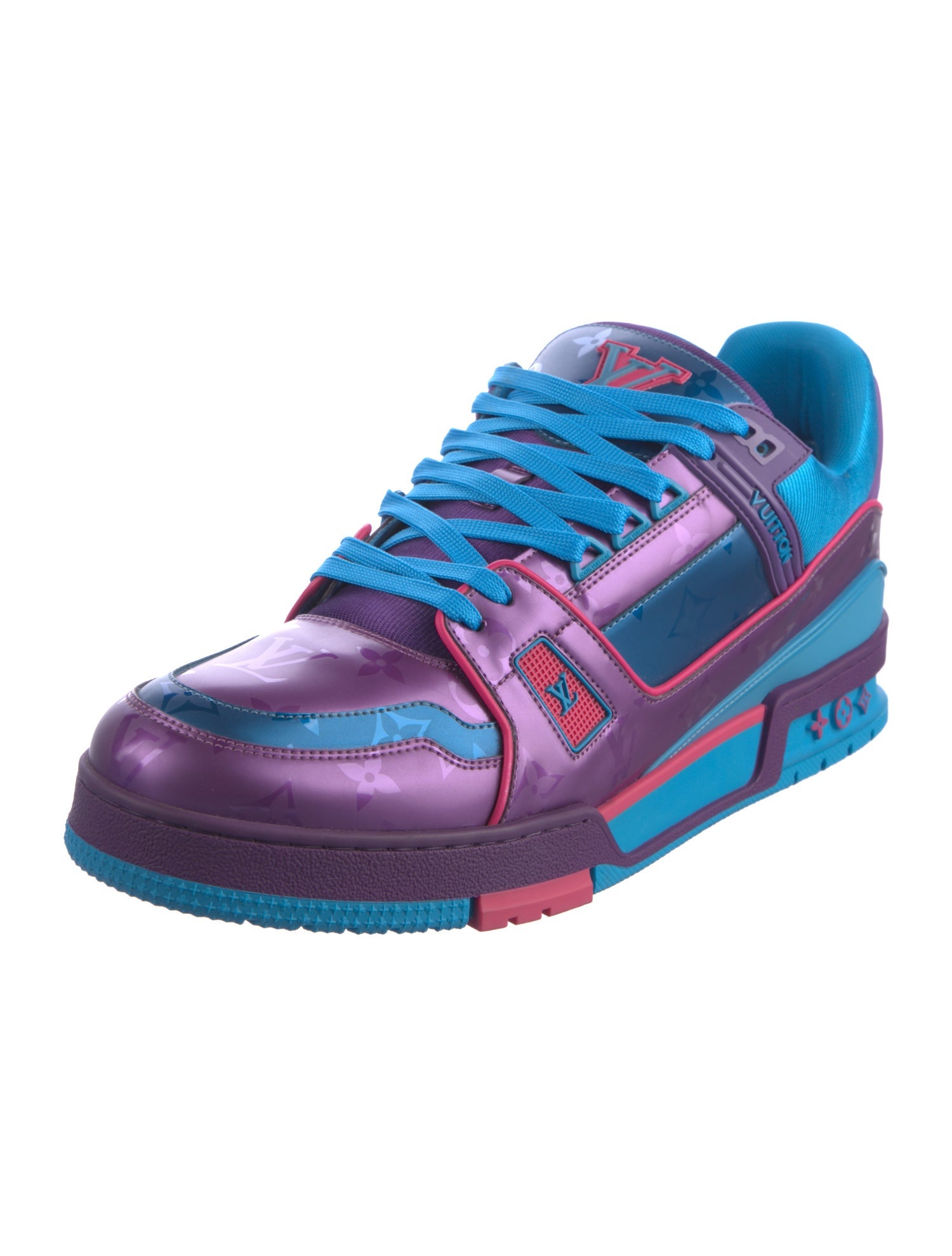 Louis Vuitton Leather Colorblock Pattern Sneakers