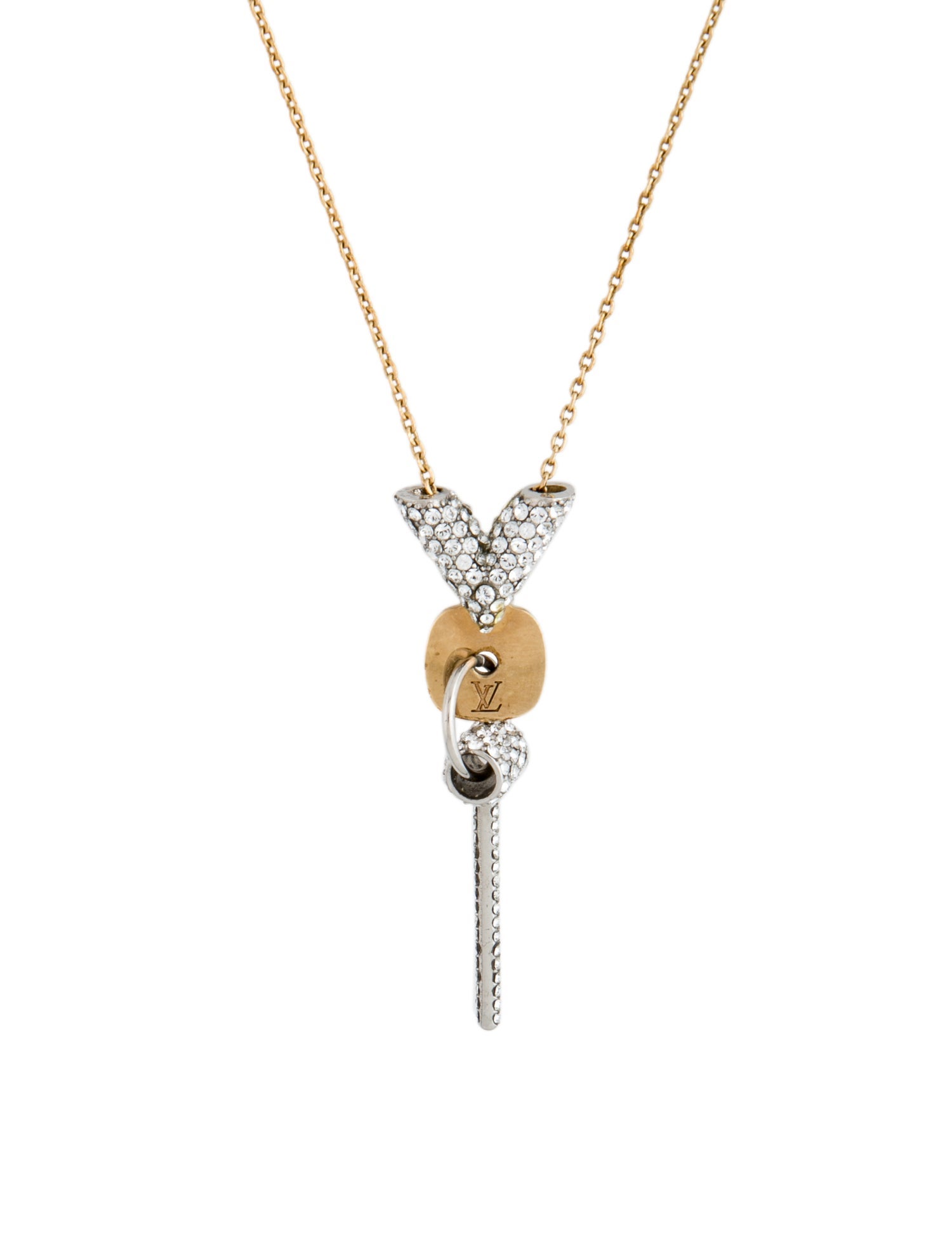 Louis Vuitton Crystal Essential V Pendant Necklace