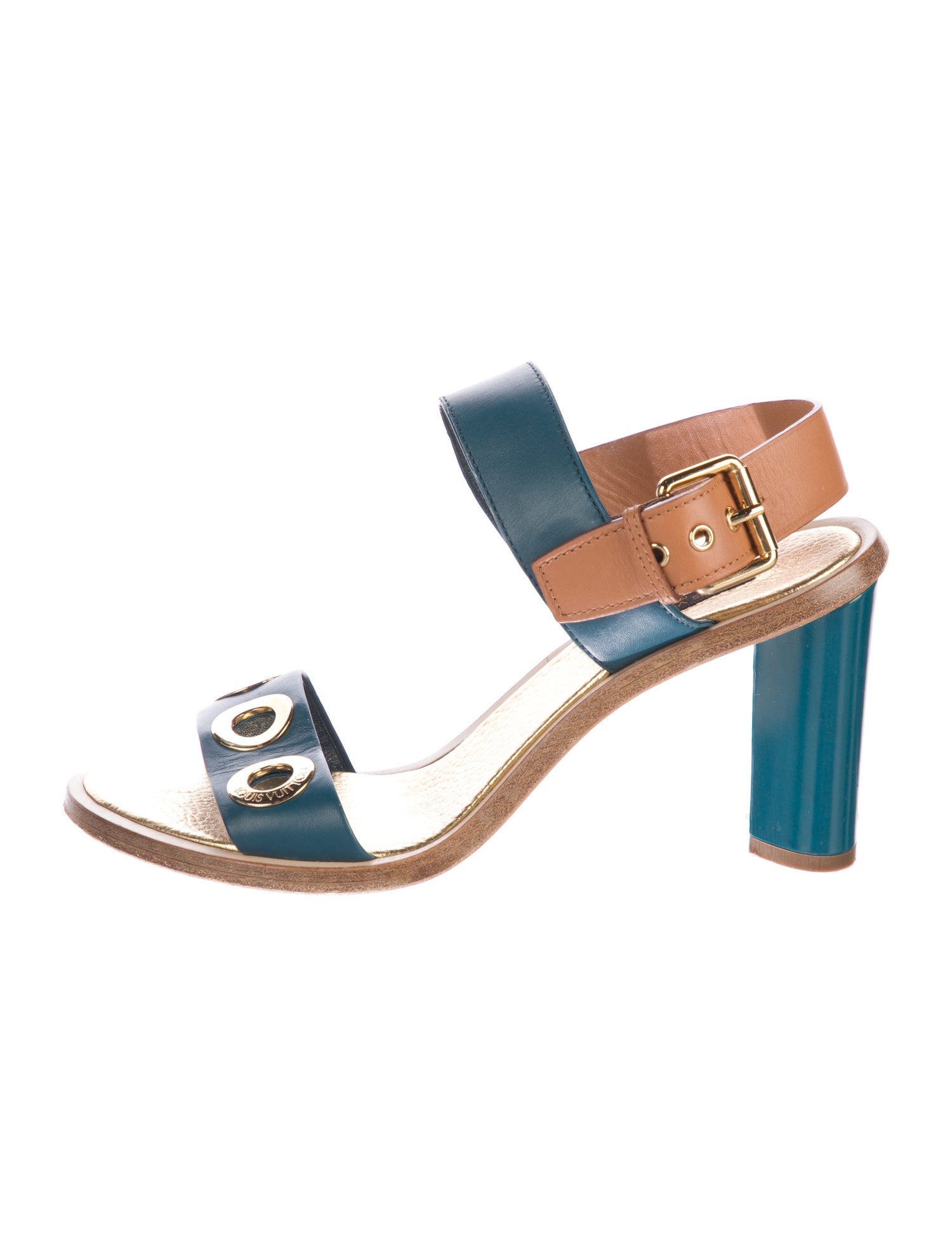 Louis Vuitton Leather Printed Slingback Sandals