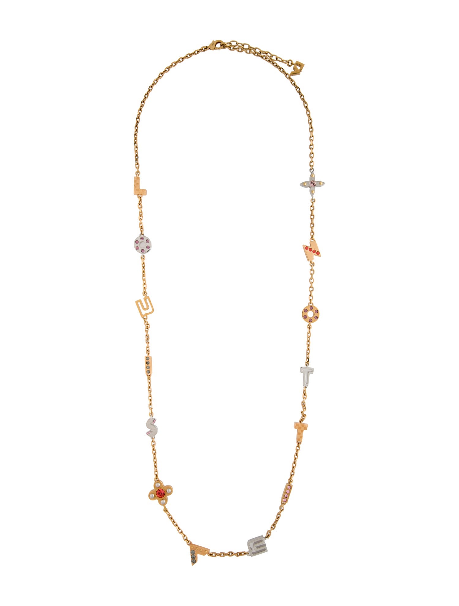 Louis Vuitton Crystal Timeless Love Letter Station Necklace