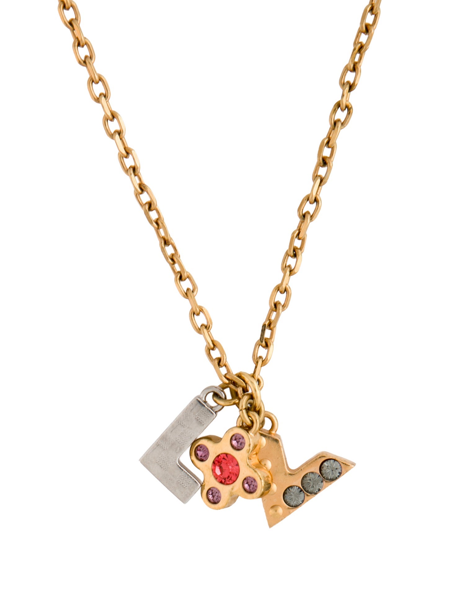 Louis Vuitton Crystal Love Letter Pendant Necklace
