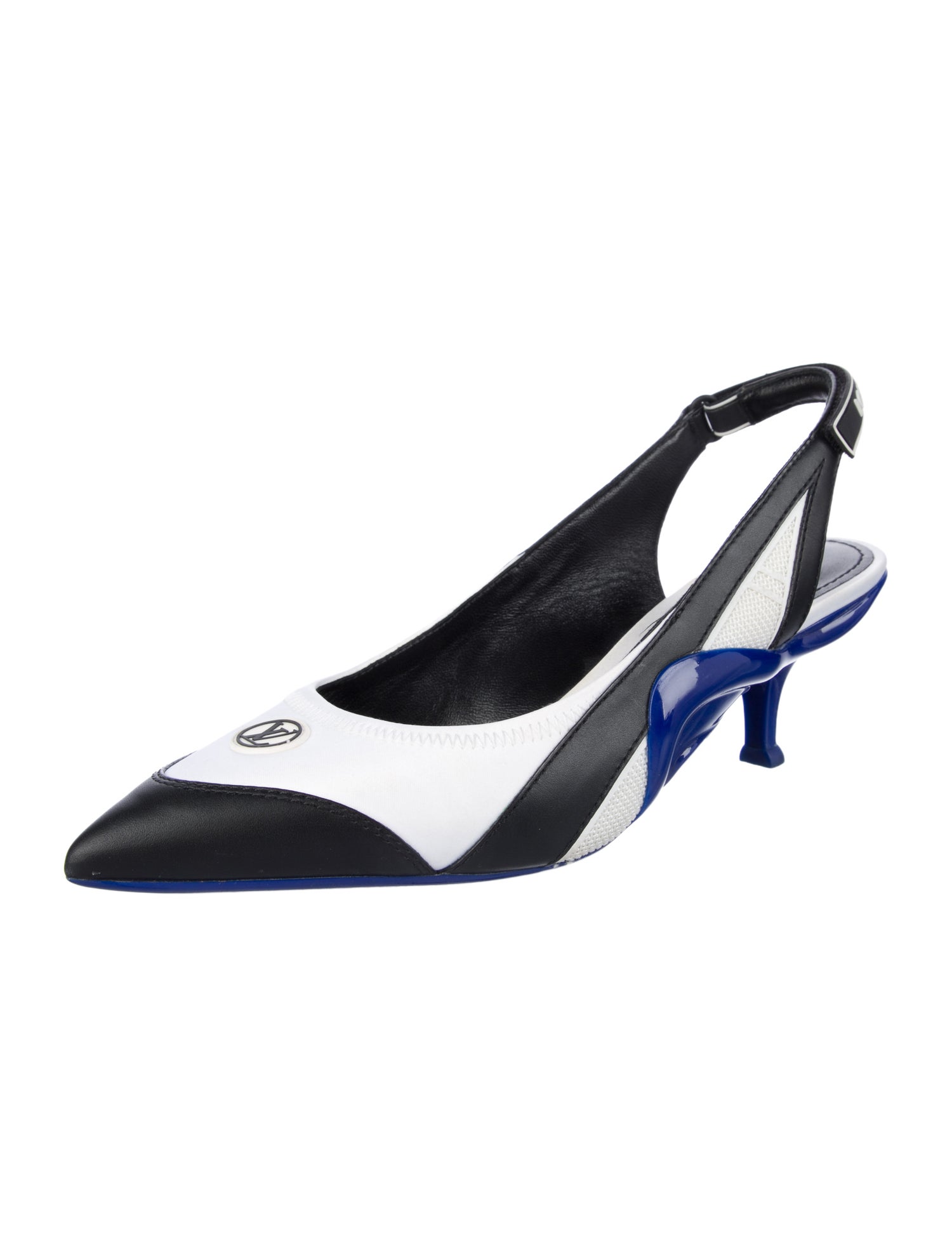 Louis Vuitton Leather Colorblock Pattern Slingback Pumps