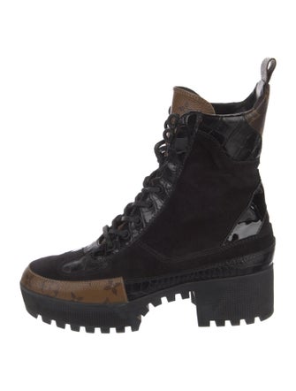 Louis Vuitton LV Monogram Suede Combat Boots