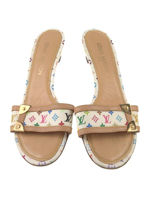 Louis Vuitton Multicolore Monogram Pattern Leather Trim Embellishment Slides