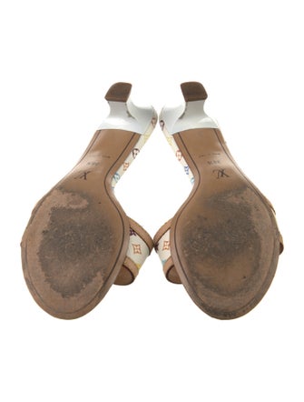 Louis Vuitton Multicolore Monogram Pattern Leather Trim Embellishment Slides