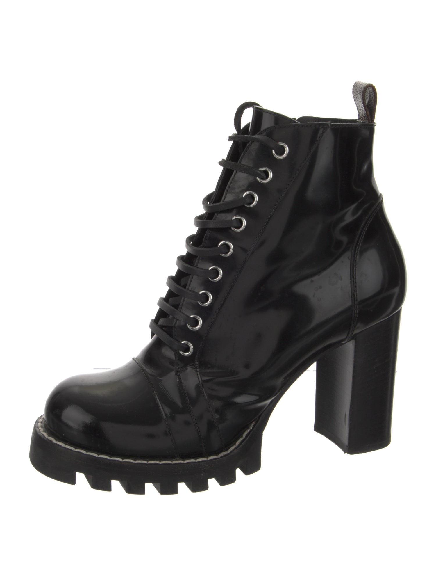 Louis Vuitton LV Monogram Patent Leather Combat Boots