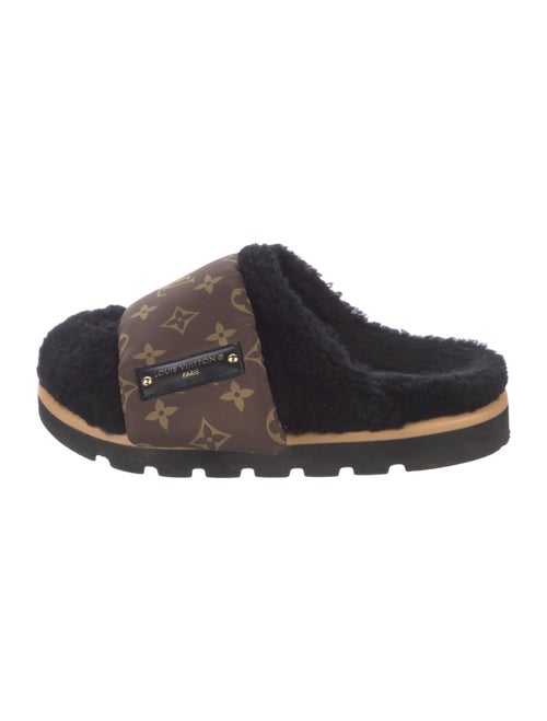 Louis Vuitton LV Monogram Leather Trim Embellishment Mules