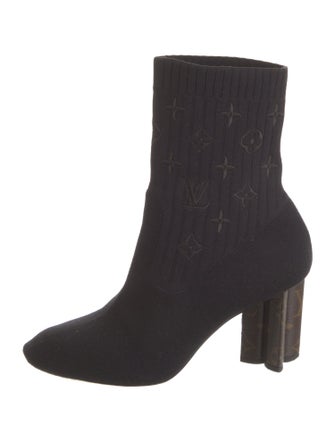 Louis Vuitton Monogram Pattern Embroidered Accent Sock Boots
