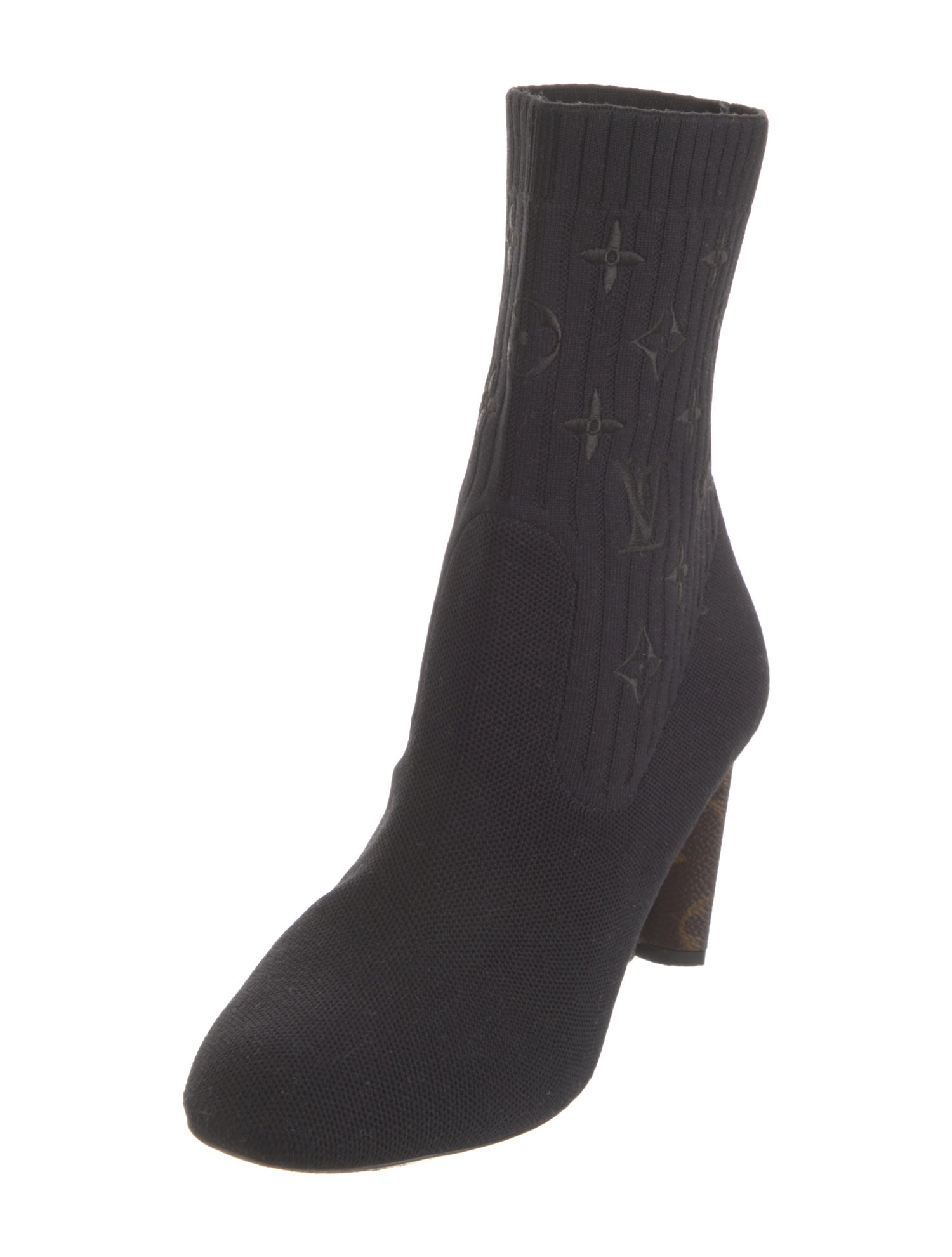 Louis Vuitton Monogram Pattern Embroidered Accent Sock Boots