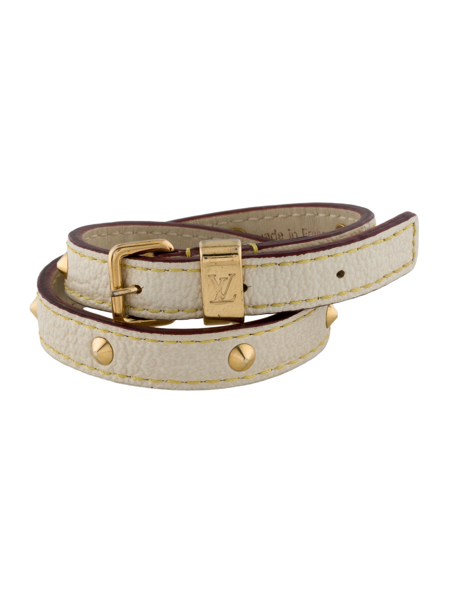 Louis Vuitton Leather Suhali Studded Double Wrap Bracelet