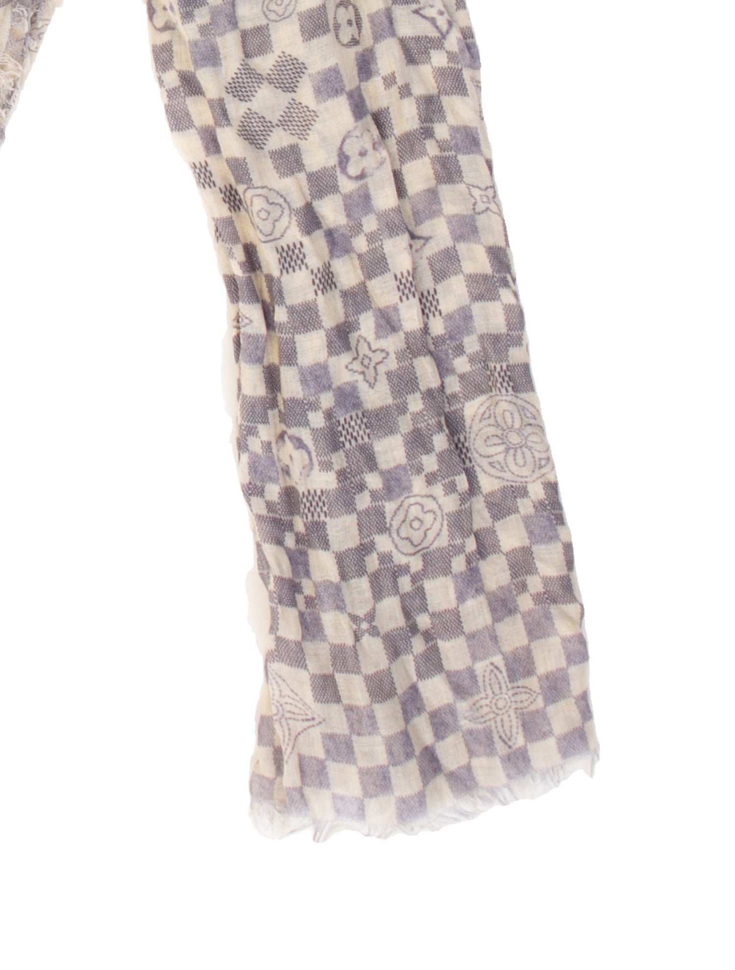 Louis Vuitton Cashmere Damier Azur Pattern Scarf