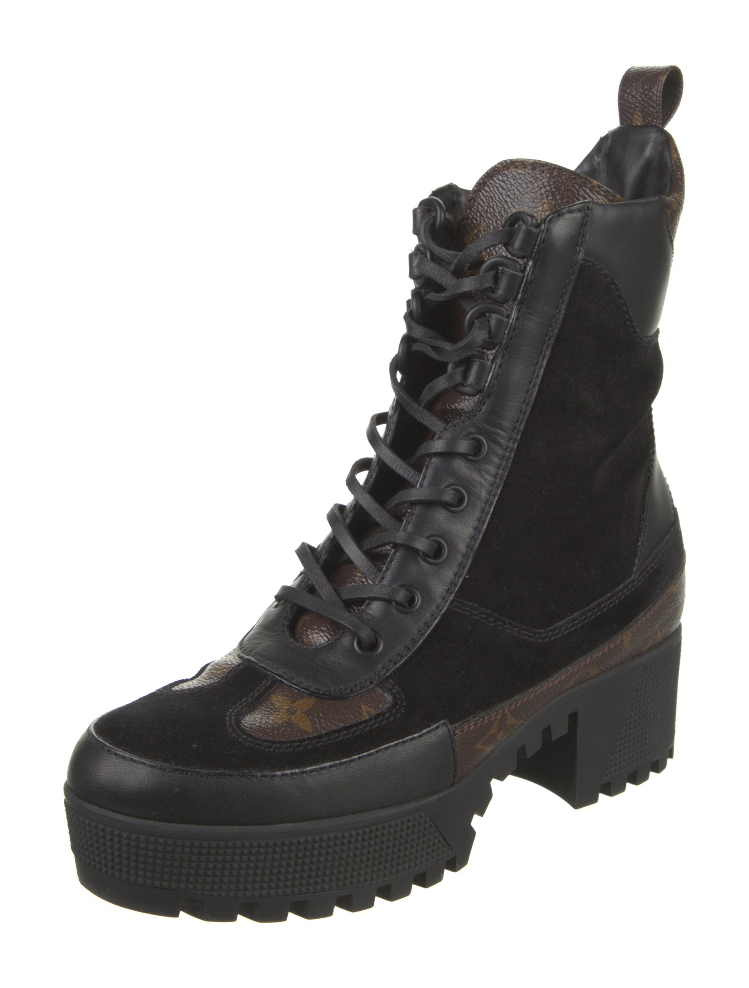 Louis Vuitton LV Monogram Suede Lace-Up Boots
