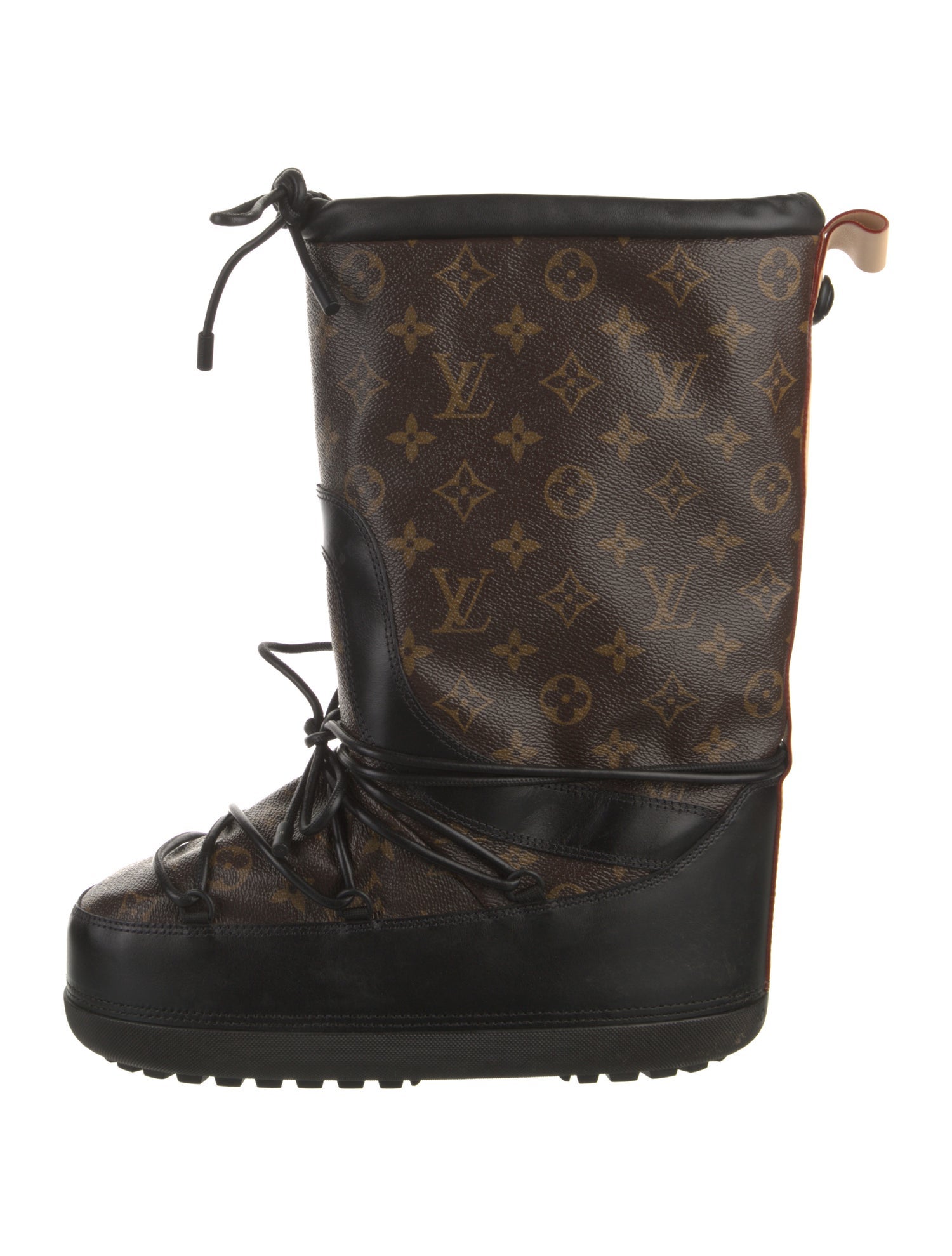 Louis Vuitton LV Monogram Leather Trim Embellishment Lace-Up Boots
