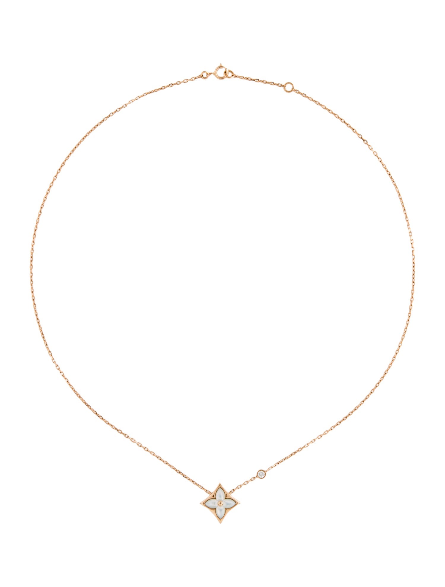 Louis Vuitton 18K Mother of Pearl & Diamond Color Blossom BB Pendant Necklace