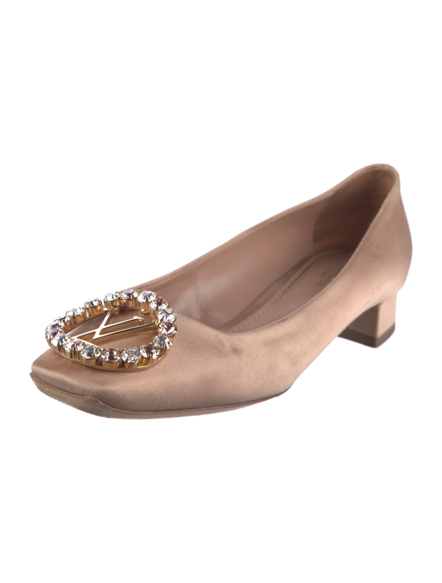 Louis Vuitton Satin Crystal Embellishments Flats