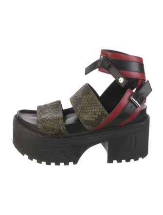 Louis Vuitton Snakeskin Animal Print Slingback Sandals