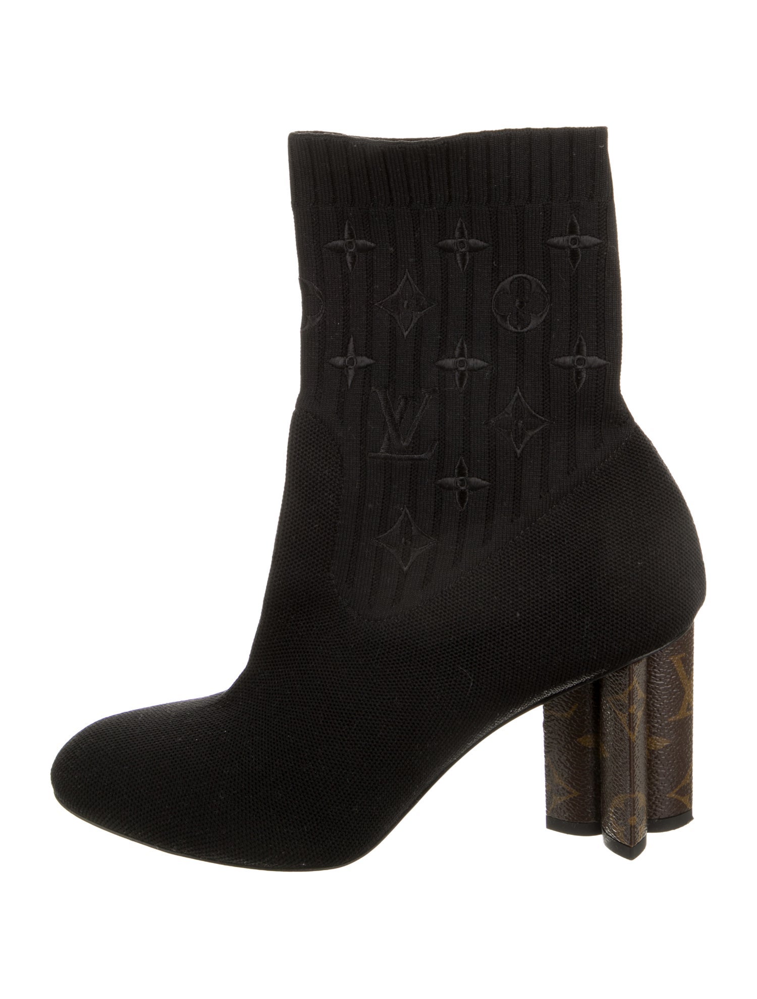 Louis Vuitton LV Monogram Embroidered Accent Sock Boots