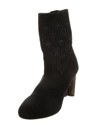 Louis Vuitton LV Monogram Embroidered Accent Sock Boots
