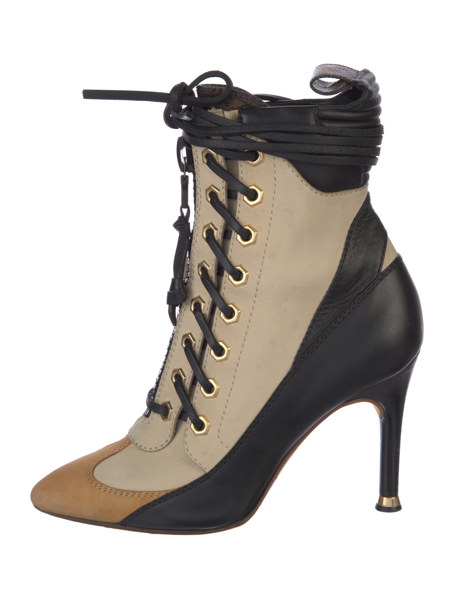 Louis Vuitton LV Monogram Leather Lace-Up Boots