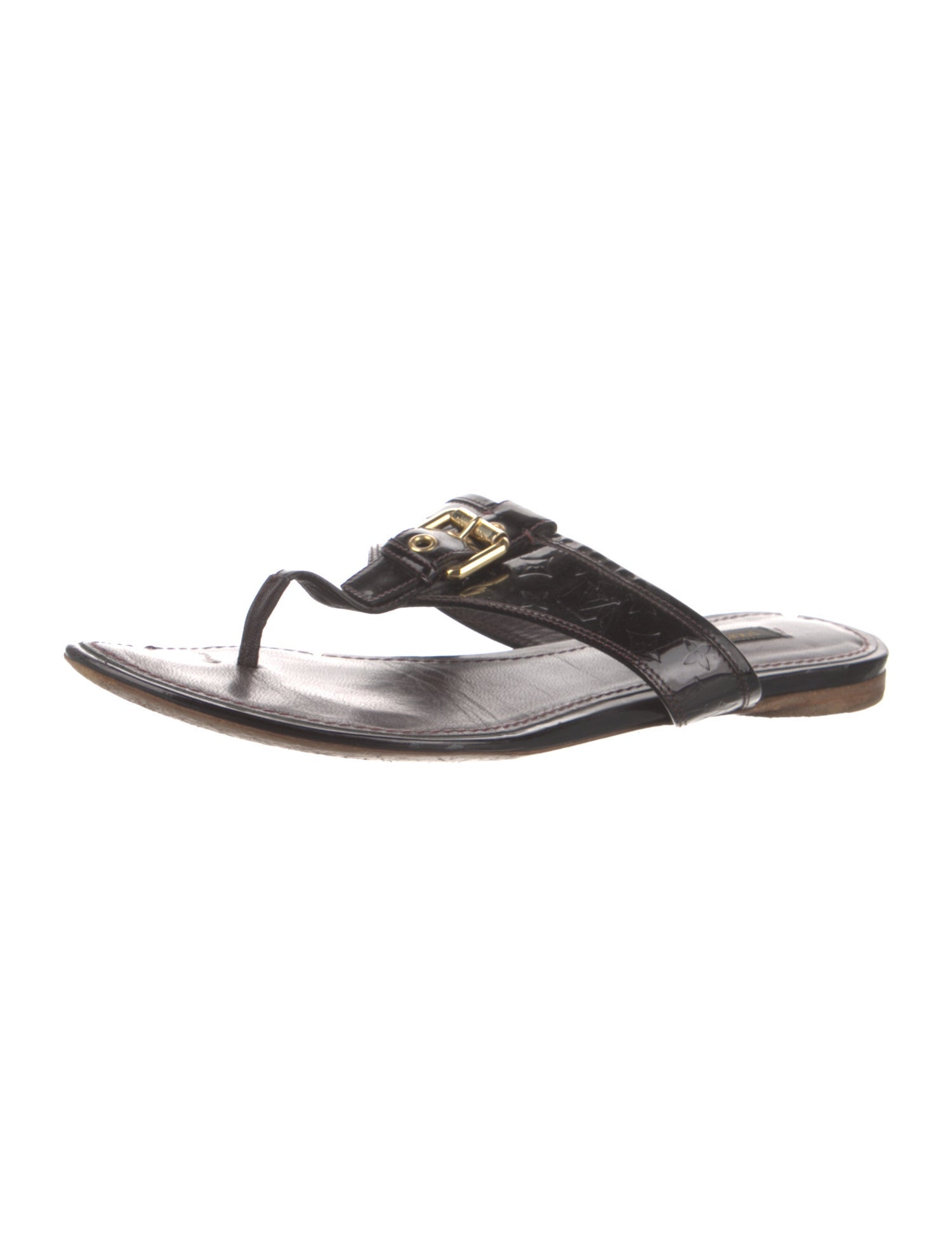 Louis Vuitton Monogram Vernis Patent Leather Slides
