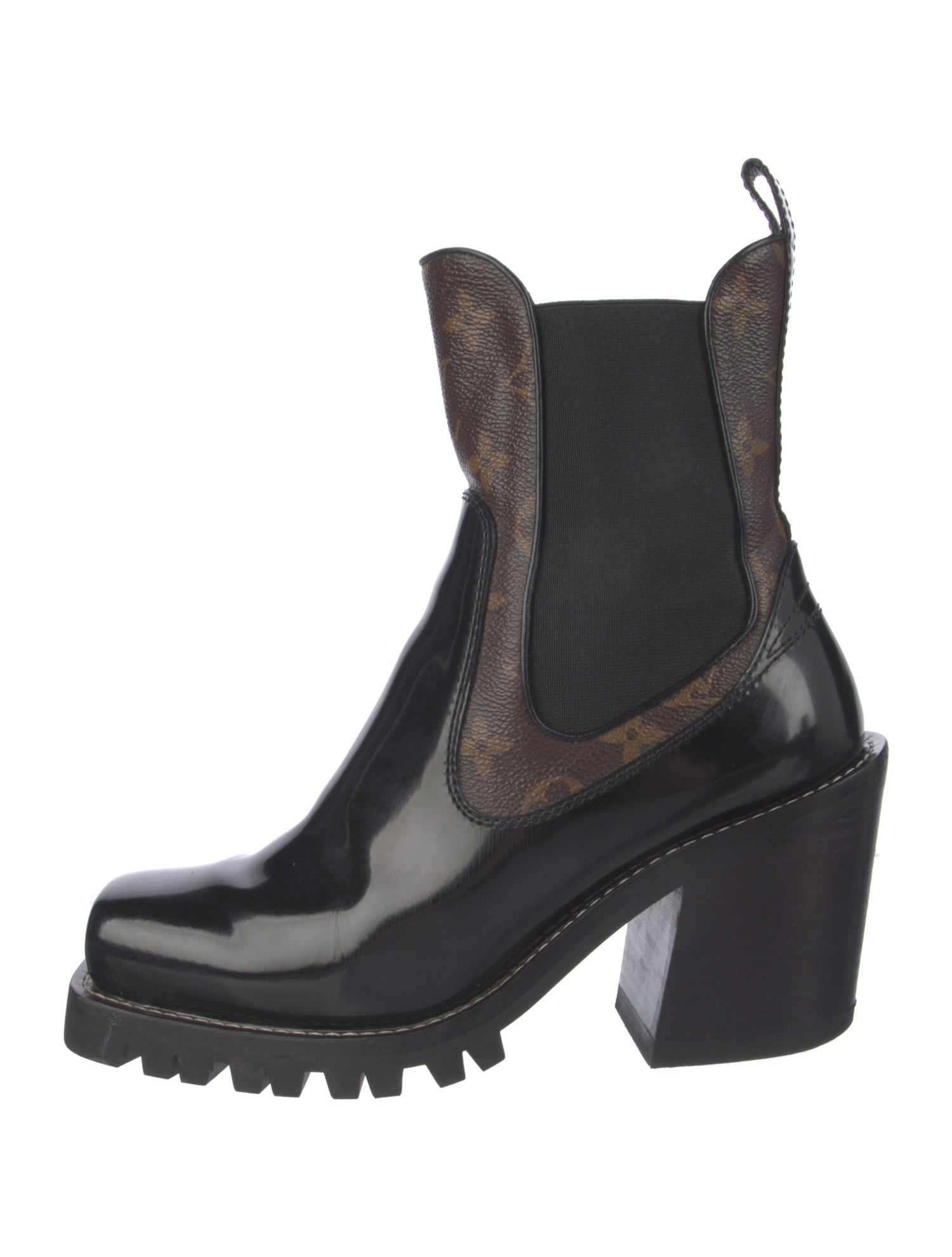 Louis Vuitton LV Monogram Patent Leather Chelsea Boots
