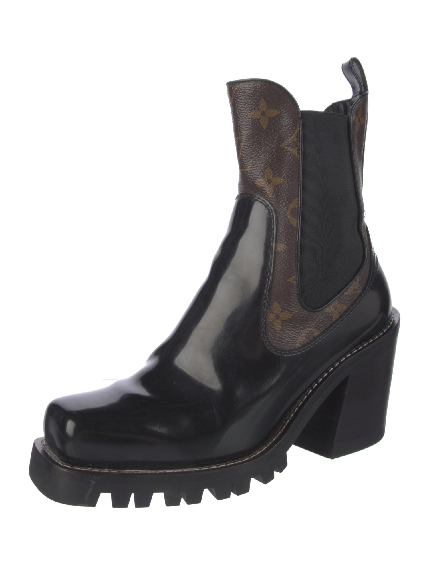 Louis Vuitton LV Monogram Patent Leather Chelsea Boots