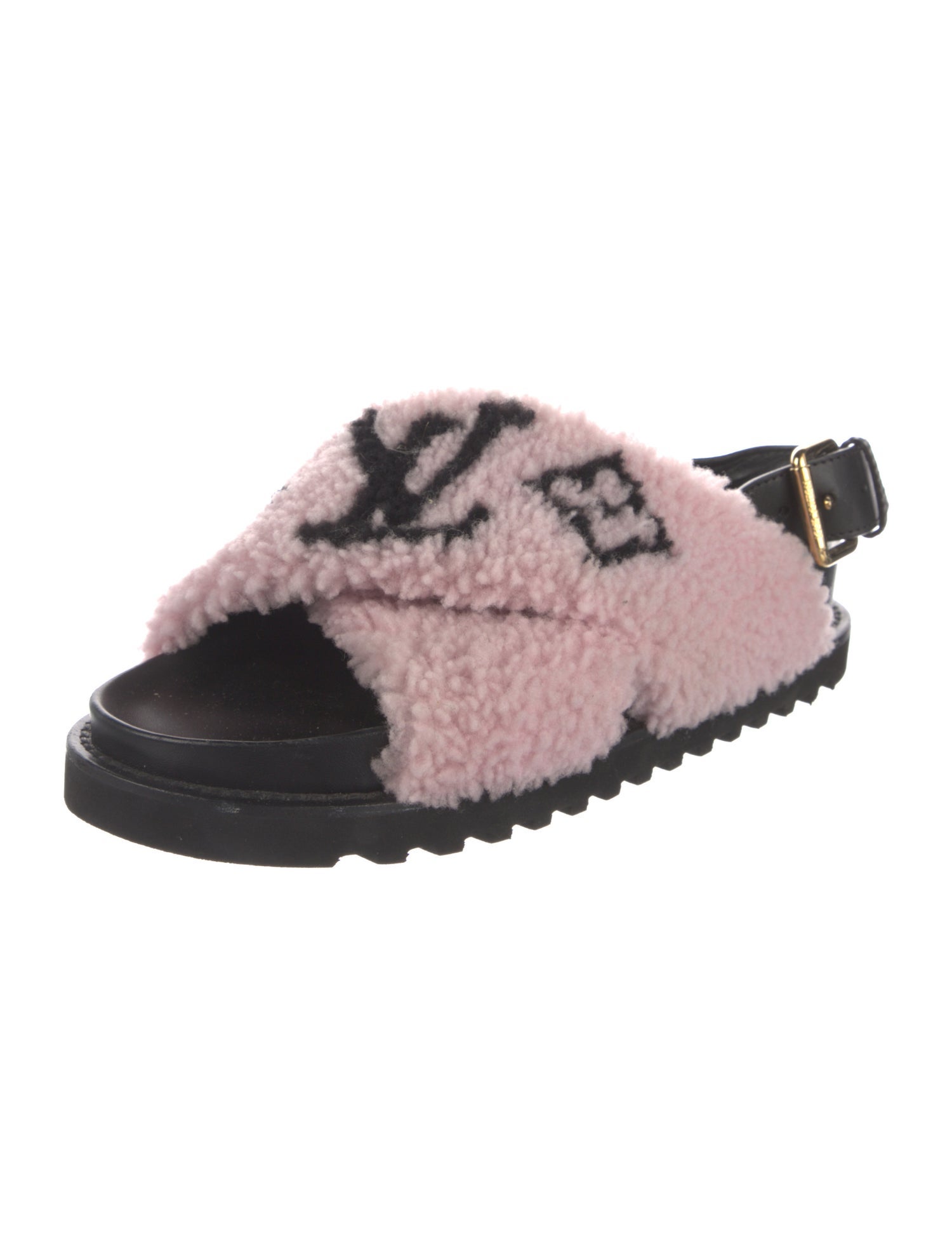 Louis Vuitton LV Monogram Shearling Slingback Sandals