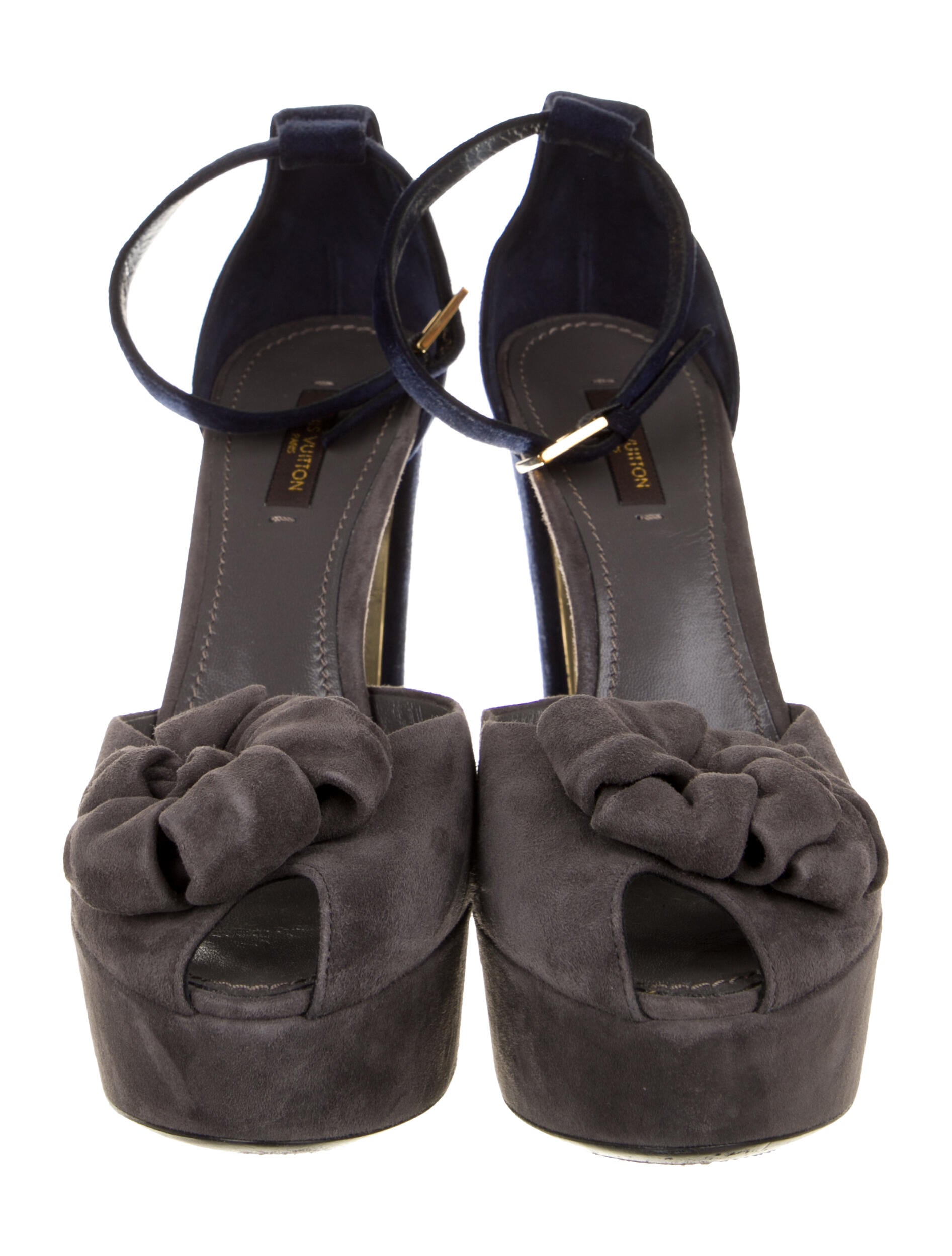 Louis Vuitton Suede Ruffle Embellishment Sandals