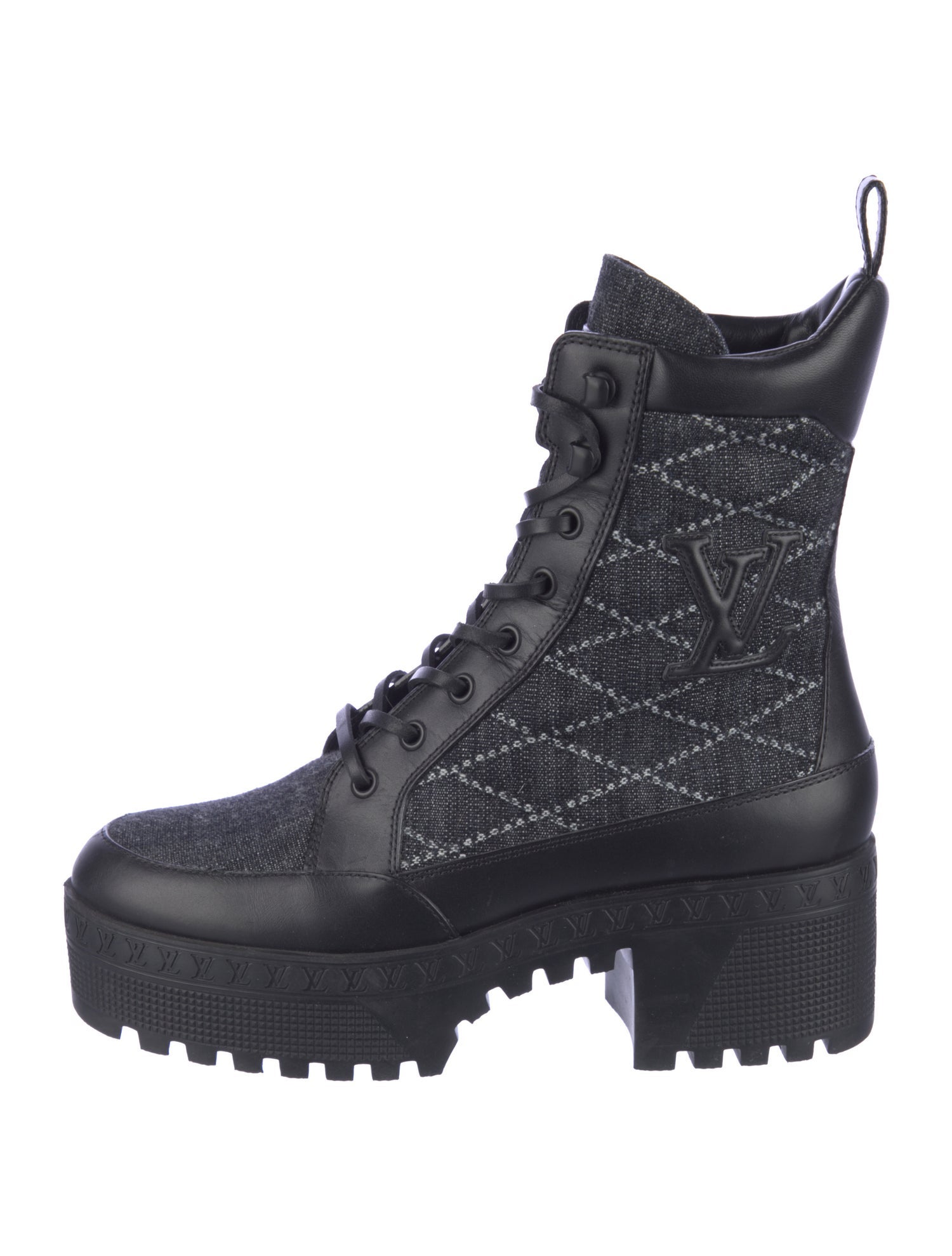 Louis Vuitton LV Monogram Suede Combat Boots