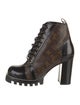 Louis Vuitton LV Monogram Leather Trim Embellishment Combat Boots
