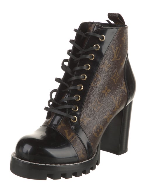 Louis Vuitton LV Monogram Leather Trim Embellishment Combat Boots