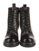 Louis Vuitton LV Monogram Leather Trim Embellishment Combat Boots