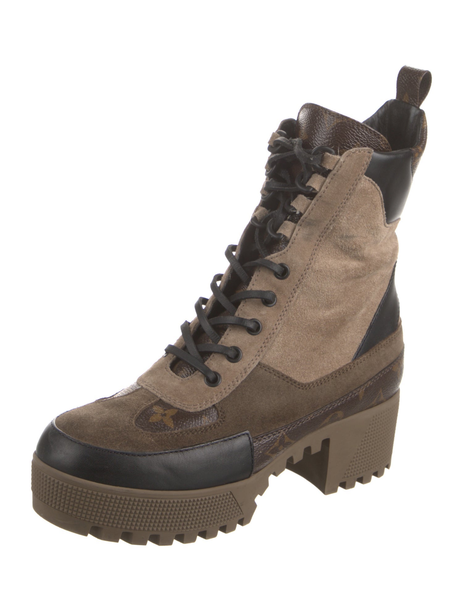 Louis Vuitton LV Monogram Suede Combat Boots